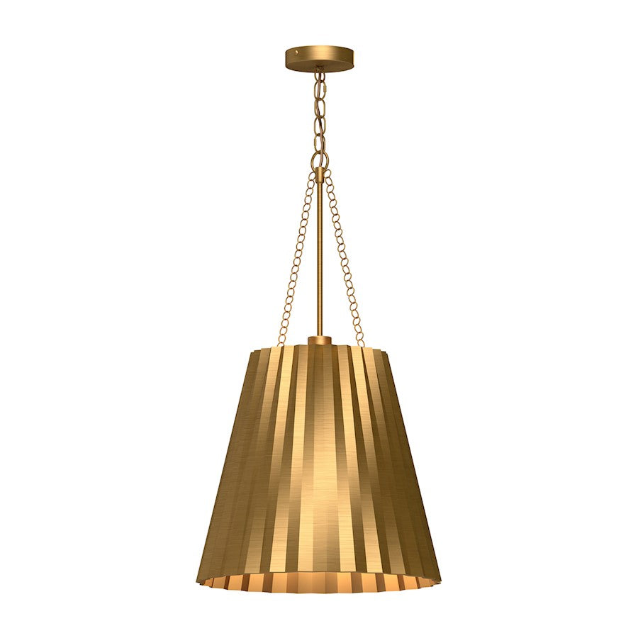 Alora Mood Plisse 1 Light 16" Pendant, Aged Gold - PD528116AG