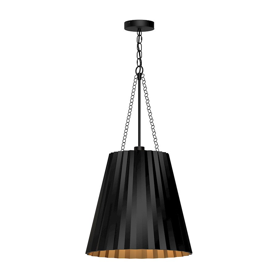 Alora Mood Plisse 1 Light 16" Pendant, Matte Black - PD528116MB