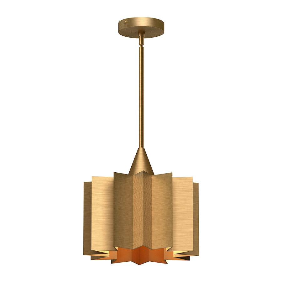 Alora Mood Plisse 1 Light 11" Pendant, Aged Gold - PD528412AG