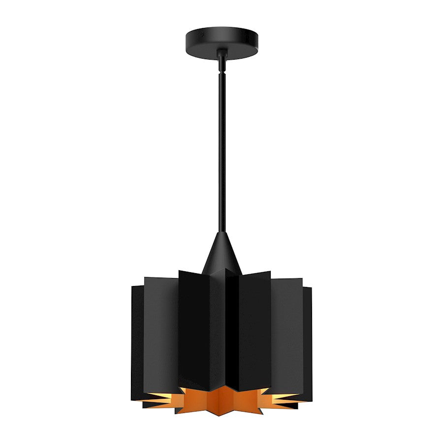 Alora Mood Plisse 1 Light 11" Pendant, Matte Black - PD528412MB