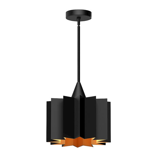 Alora Mood Plisse 1 Light 11" Pendant, Matte Black - PD528412MB