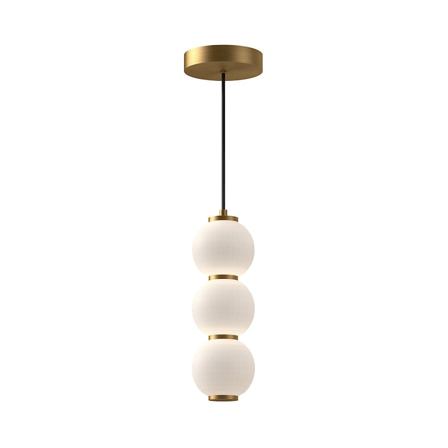 Alora Mood Bijou 7" LED Pendant, Aged Gold/Opal Matte/Opal - PD530313AGOP