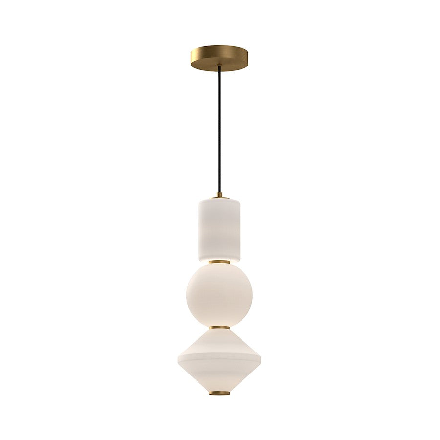 Alora Mood Bijou 8" LED Pendant, Aged Gold/Opal Matte/Opal - PD530341AGOP