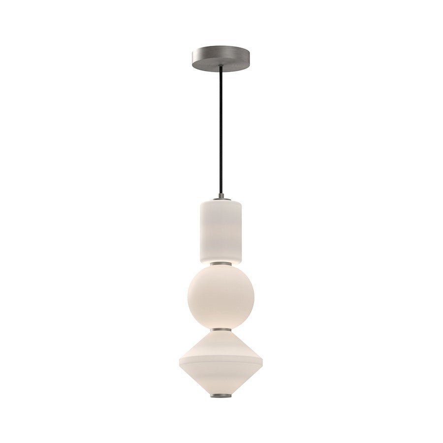 Alora Mood Bijou 8" LED Pendant, Brushed Nickel/Opal Matte/Opal - PD530341BNOP