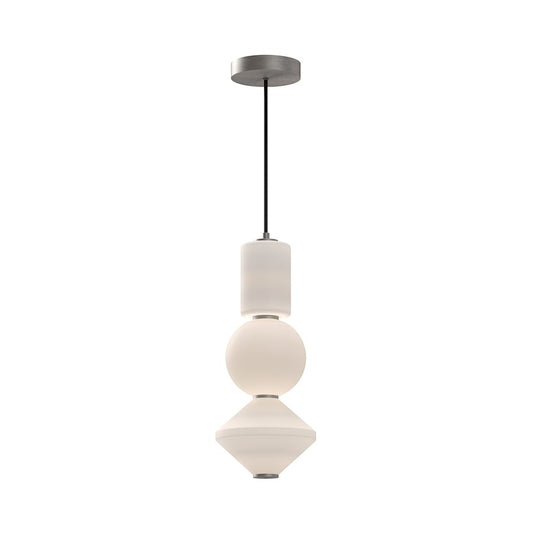 Alora Mood Bijou 8" LED Pendant, Brushed Nickel/Opal Matte/Opal - PD530341BNOP