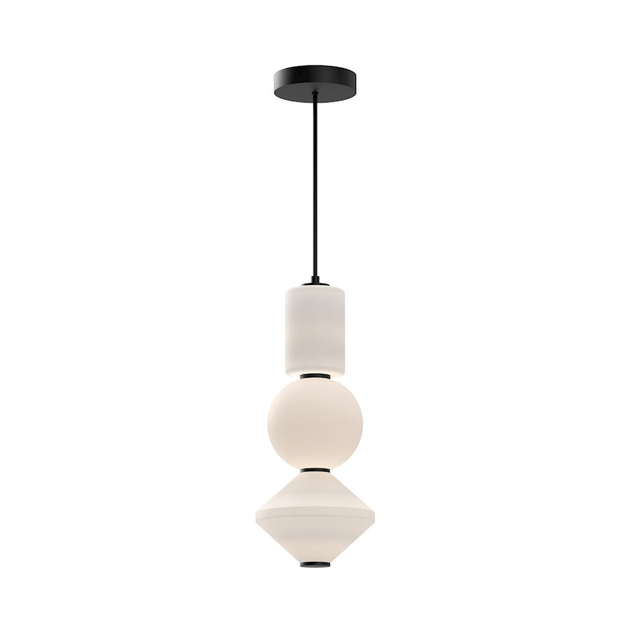 Alora Mood Bijou 8" LED Pendant, Matte Black/Opal Matte/Opal - PD530341MBOP