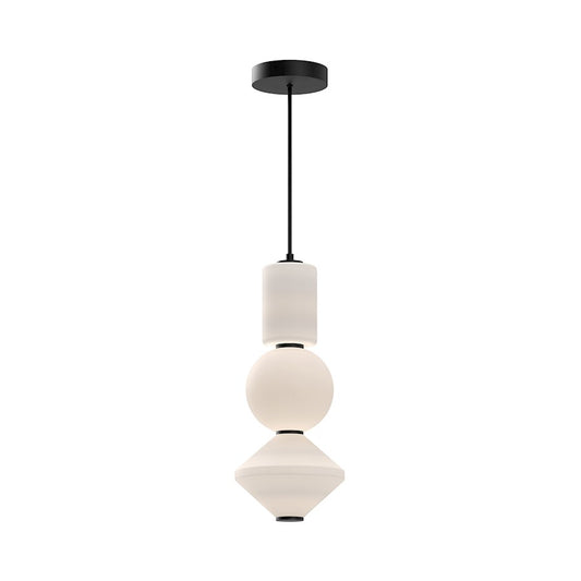 Alora Mood Bijou 8" LED Pendant, Matte Black/Opal Matte/Opal - PD530341MBOP