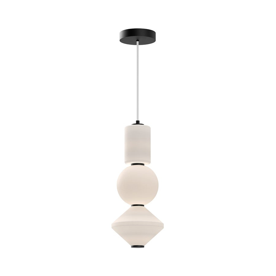 Alora Mood Bijou 8" LED Pendant, Black/Opal Glass/Opal Glass - PD530341MBOP-UNV
