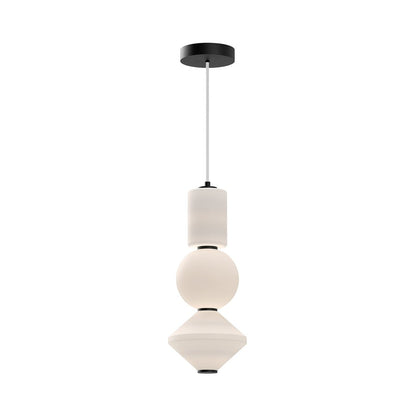 Alora Mood Bijou 8" LED Pendant, Black/Opal Glass/Opal Glass - PD530341MBOP-UNV