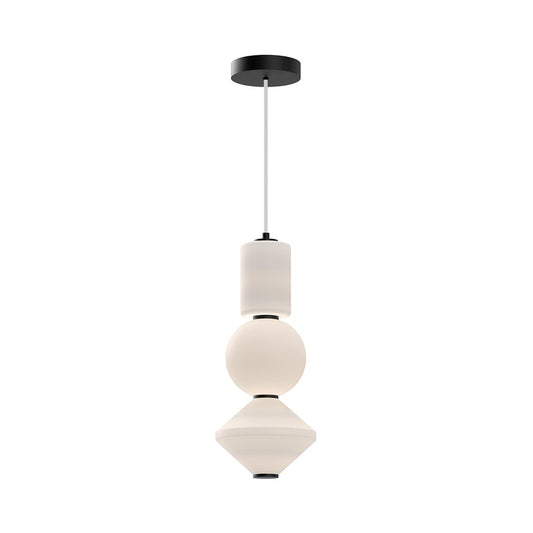 Alora Mood Bijou 8" LED Pendant, Black/Opal Glass/Opal Glass - PD530341MBOP-UNV