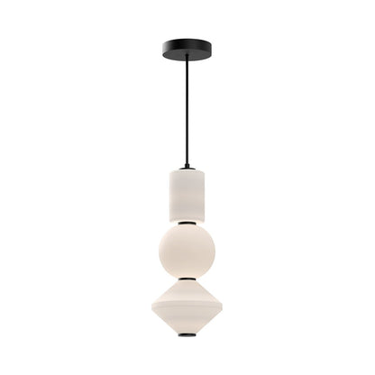 Alora Mood Bijou 8" LED Pendant, Black/Opal Glass/Opal Glass