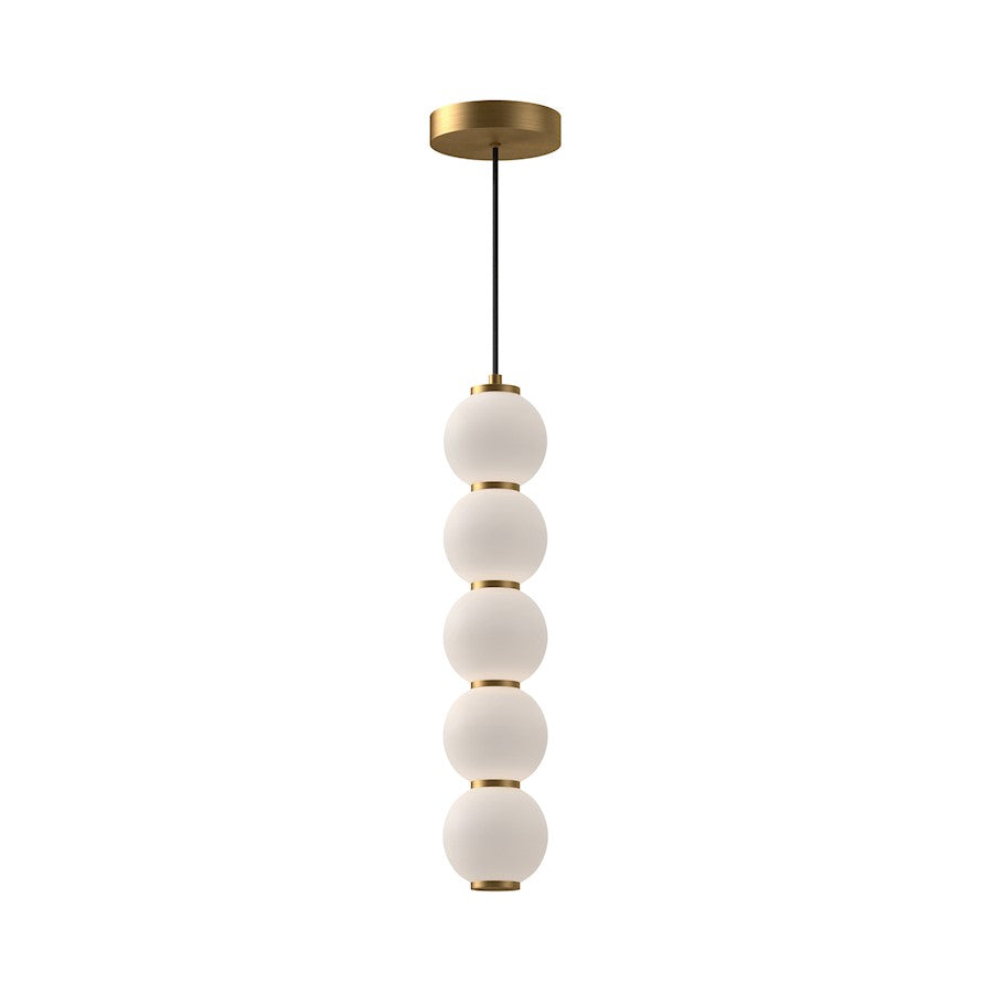 Alora Mood Bijou 5" LED Pendant, Aged Gold/Opal Matte/Opal - PD531515AGOP