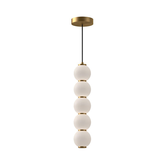 Alora Mood Bijou 5" LED Pendant, Aged Gold/Opal Matte/Opal - PD531515AGOP