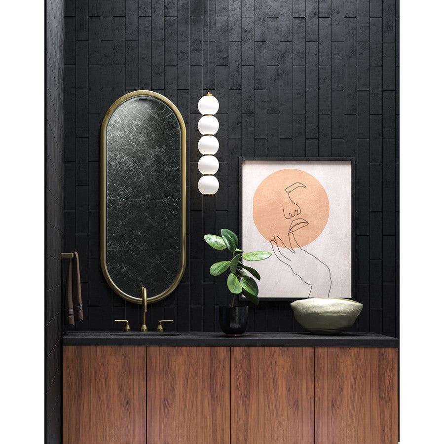 Alora Mood Bijou 5" LED Pendant, Aged Gold/Opal/Opal