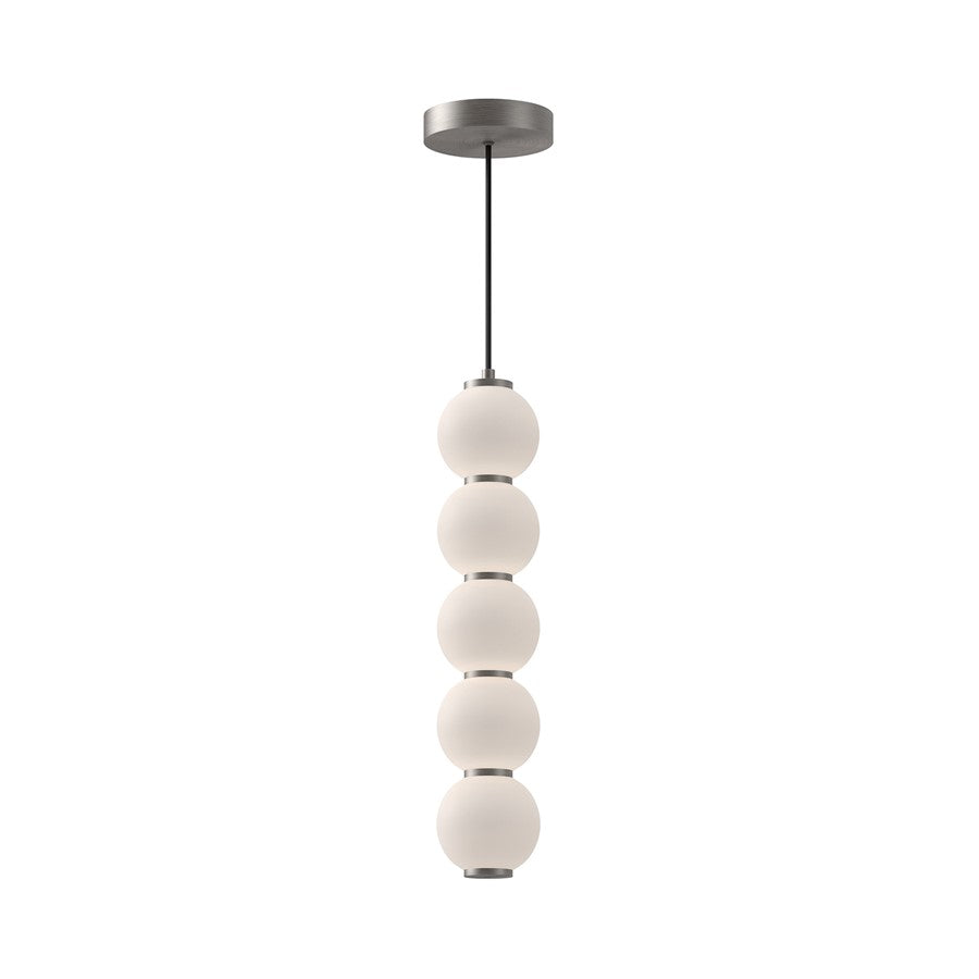Alora Mood Bijou 5" LED Pendant, Brushed Nickel/Opal/Opal
