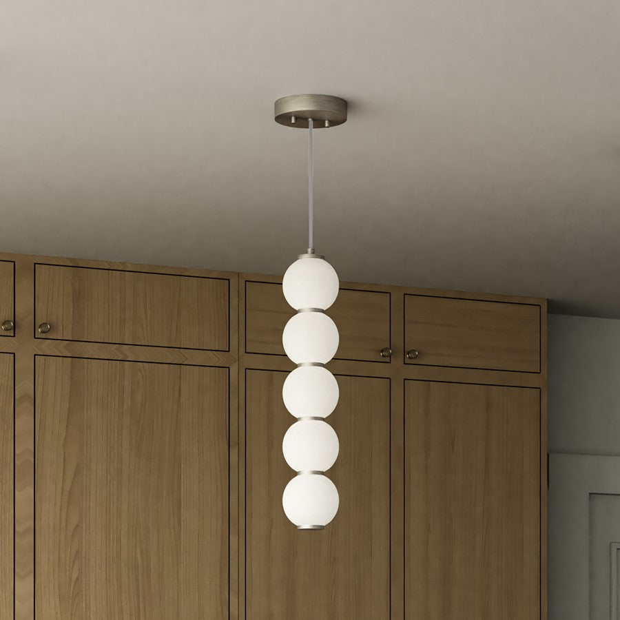 Alora Mood Bijou 5" LED Pendant, Brushed Nickel/Opal/Opal