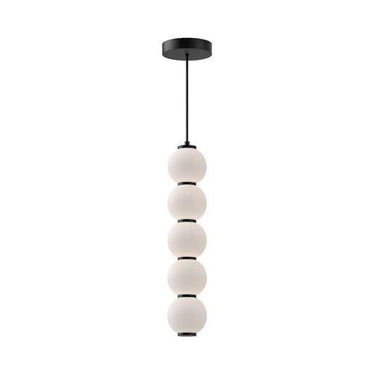 Alora Mood Bijou 5" LED Pendant, Matte Black/Opal Matte/Opal - PD531515MBOP