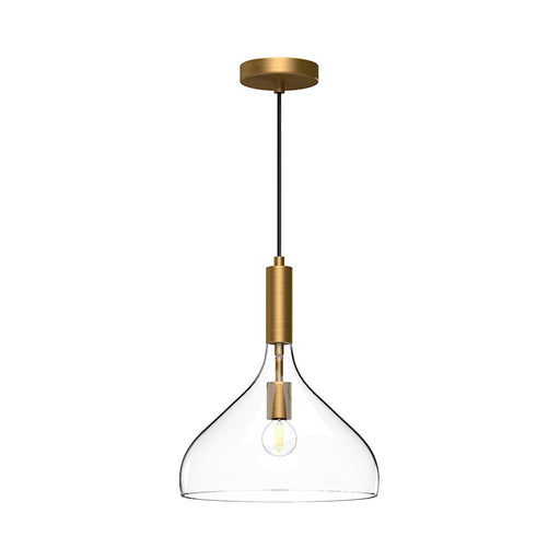 Alora Mood Belleview 1 Light 12" Pendant, Aged Gold/Clear/Opal - PD532312AGCL