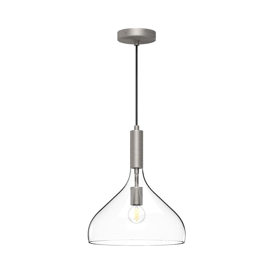 Alora Mood Belleview 1 Light 12" Pendant, Nickel/Clear/Opal - PD532312BNCL