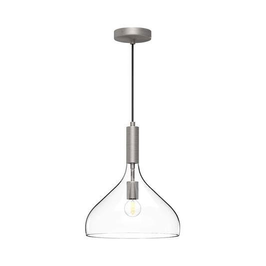 Alora Mood Belleview 1 Light 12" Pendant, Nickel/Clear/Opal - PD532312BNCL