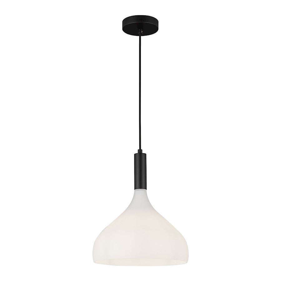 Alora Mood Belleview 1 Light 12" Pendant, Matte Black/Opal/Opal - PD532312MBOP