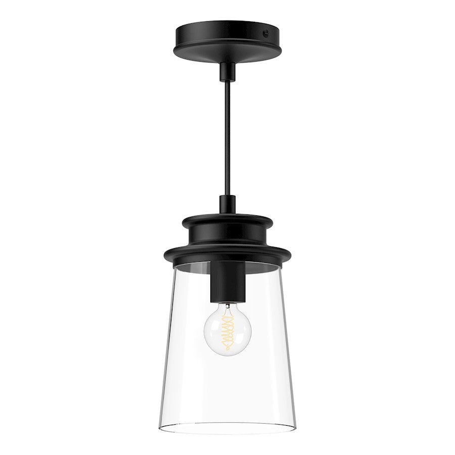 Alora Mood Quincy 1 Light 6" Pendant, Clear/Matte Black/Clear - PD533006MBCL