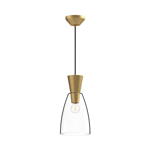 Alora Mood Arlo 1 Light 7" Pendant, Brushed Gold/Clear/Clear - PD534007BGCL