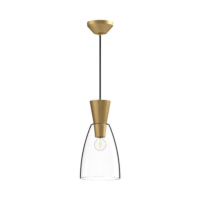 Alora Mood Arlo 1 Light 7" Pendant, Brushed Gold/Clear/Clear - PD534007BGCL