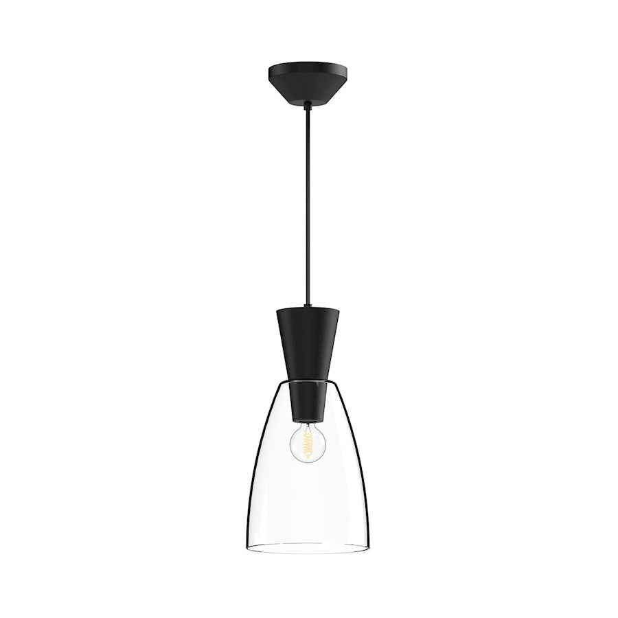 Alora Mood Arlo 1 Light 7" Pendant, Clear/Matte Black/Clear - PD534007MBCL