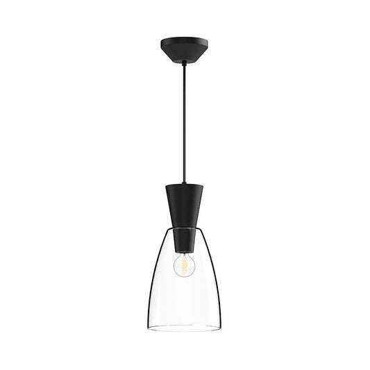 Alora Mood Arlo 1 Light 7" Pendant, Clear/Matte Black/Clear - PD534007MBCL