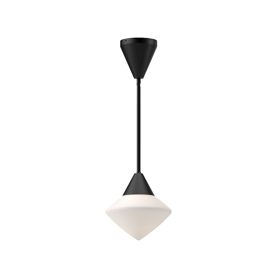 Alora Mood Nora 1 Light 8" Pendant, Matte Black/Opal Matte/Opal - PD537508MBOP