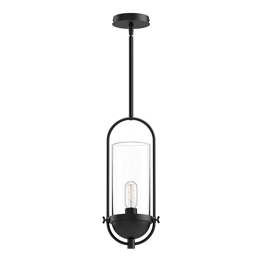 Alora Mood Cyrus 1 Light 8" Pendant, Clear/Matte Black/Clear - PD539018MBCL