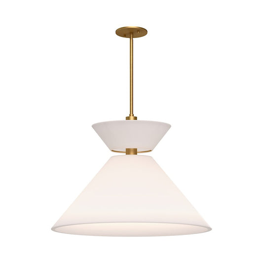 Alora Mood Chapelle 1 Light 22" Pendant, Aged Gold/White Linen - PD543022AGWL