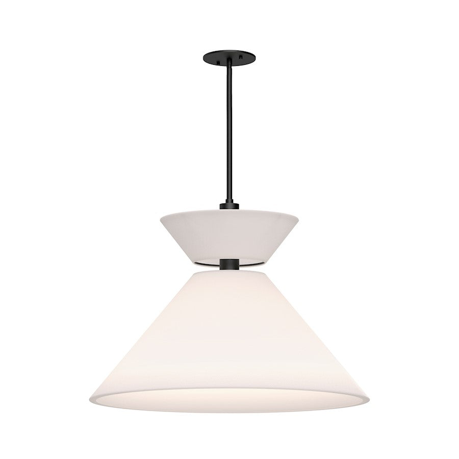 Alora Mood Chapelle 1 Light 22" Pendant, Matte Black/White Linen - PD543022MBWL