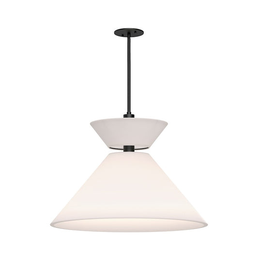 Alora Mood Chapelle 1 Light 22" Pendant, Matte Black/White Linen - PD543022MBWL