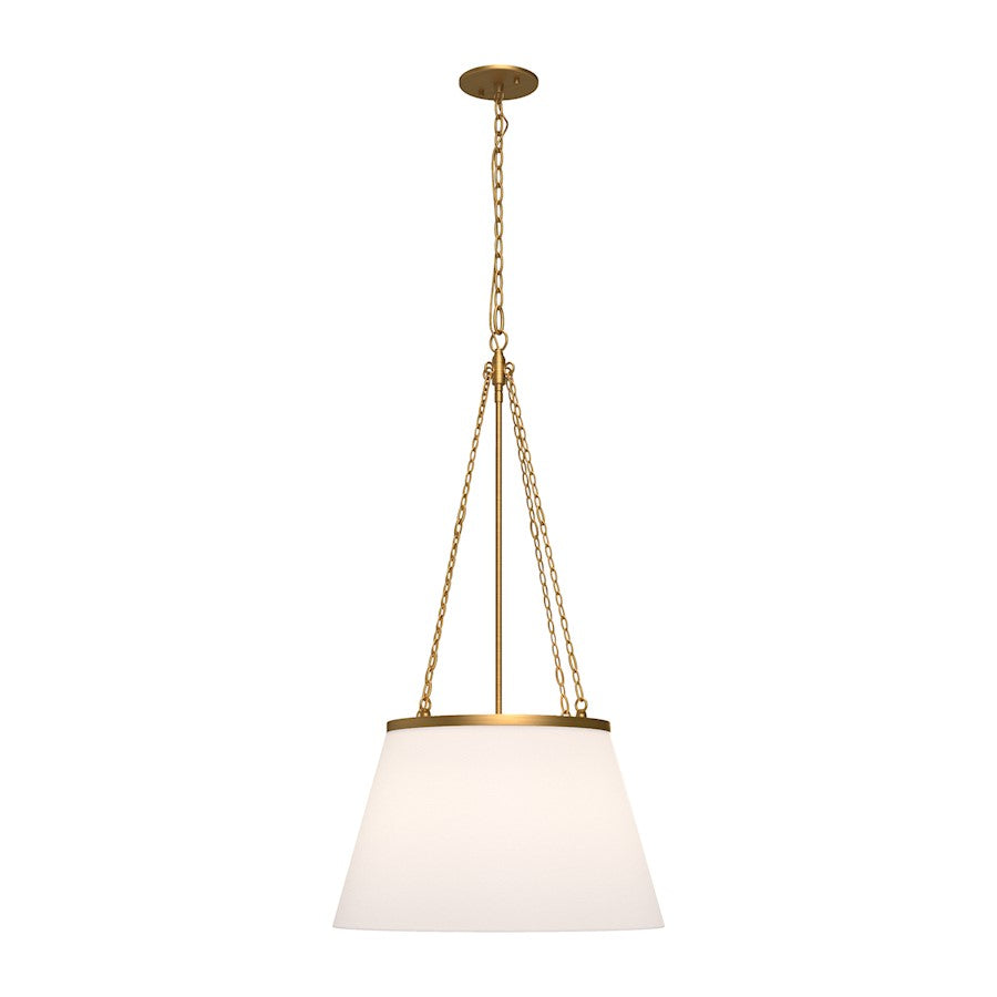 Alora Mood Speakeasy 1 Light 18" Pendant, Aged Gold/White Linen - PD544517AGWL