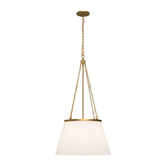 Alora Mood Speakeasy 1 Light 18" Pendant, Aged Gold/White Linen - PD544517AGWL