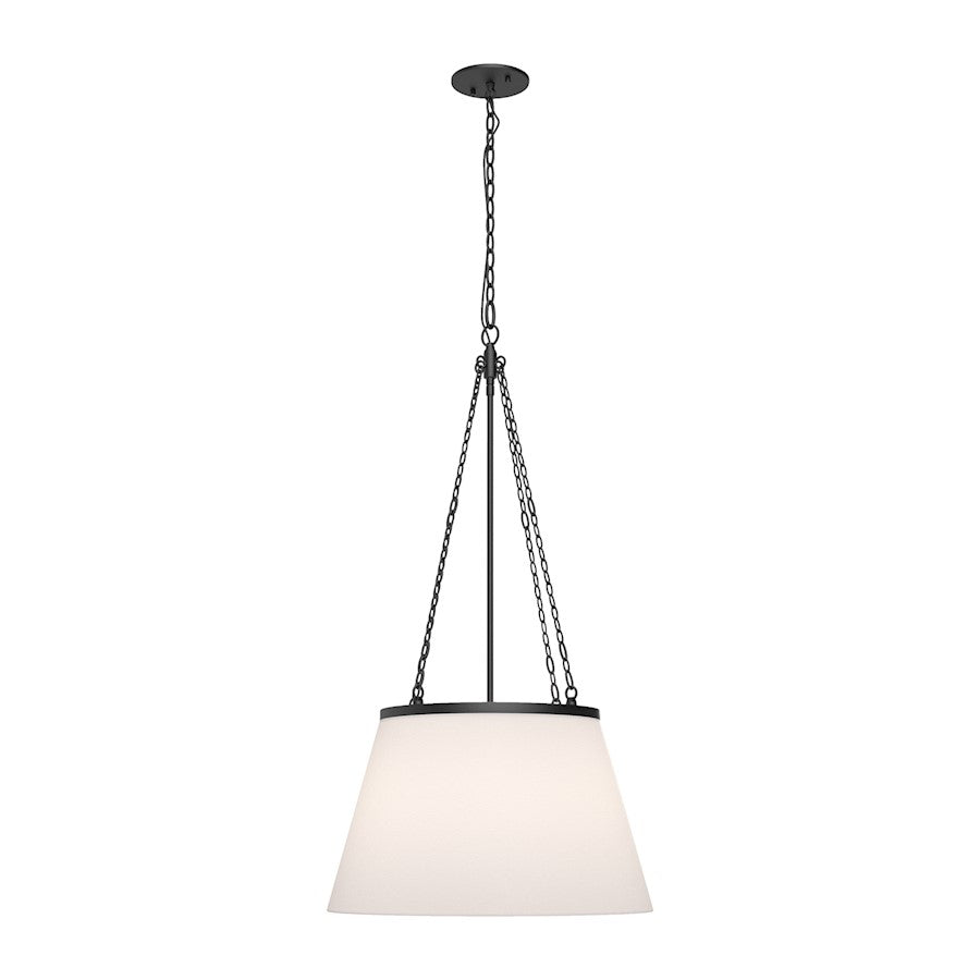 Alora Mood Speakeasy 1 Light 18" Pendant, Matte Black/White Linen - PD544517MBWL