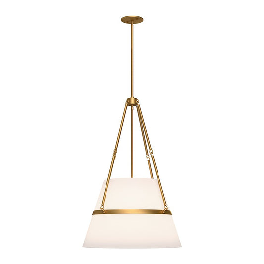 Alora Mood Oliver 1 Light 18" Pendant, Aged Gold/White Linen - PD546719AGWL