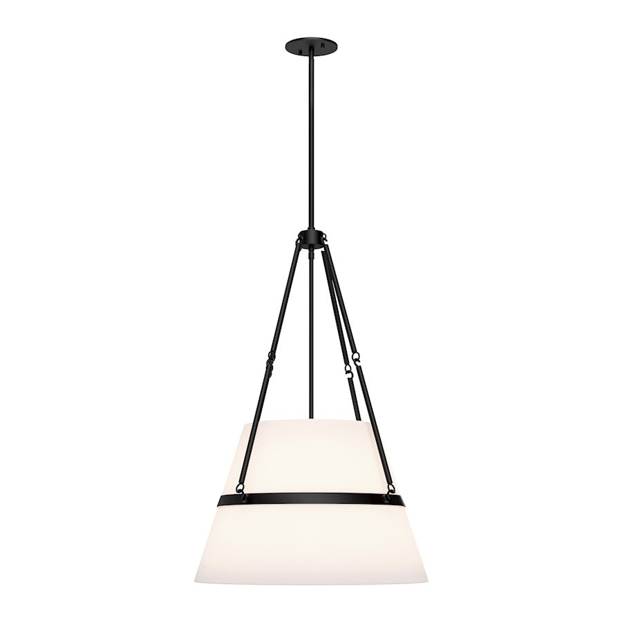 Alora Mood Oliver 1 Light 18" Pendant, Matte Black/White Linen - PD546719MBWL