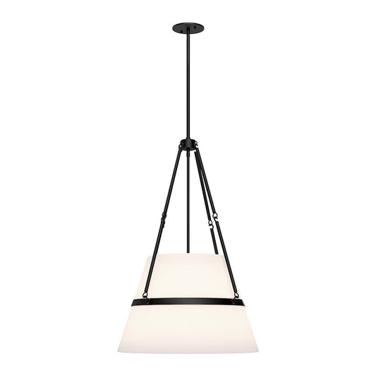 Alora Mood Oliver 1 Light 18" Pendant, Matte Black/White Linen - PD546719MBWL