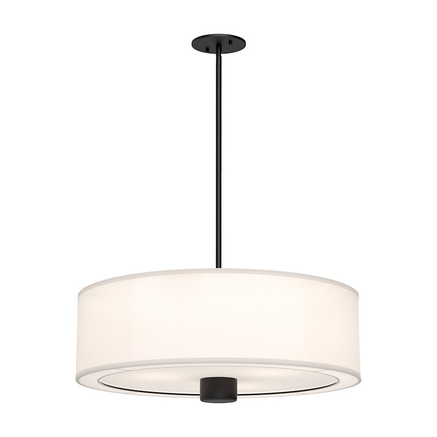 Alora Mood Theo 3 Light 24" Pendant, Matte Black/White Linen - PD547924MBWL