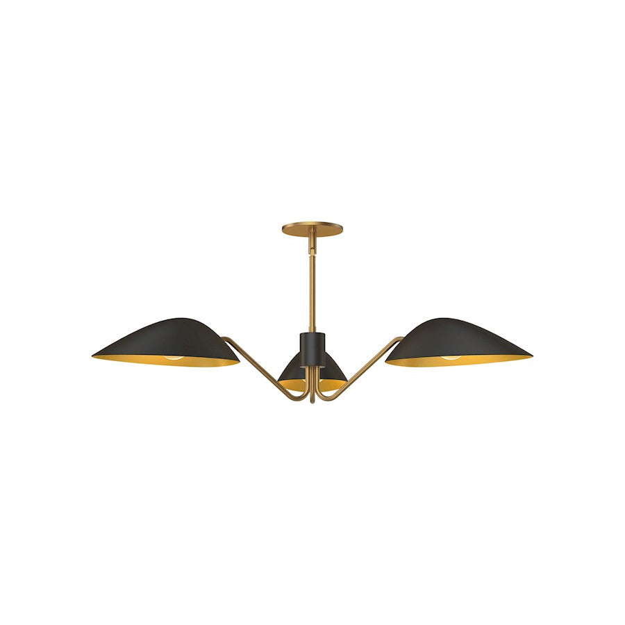 Alora Mood Oscar 3 Light 36" Pendant, Aged Gold/Matte Black - PD550336MBAG