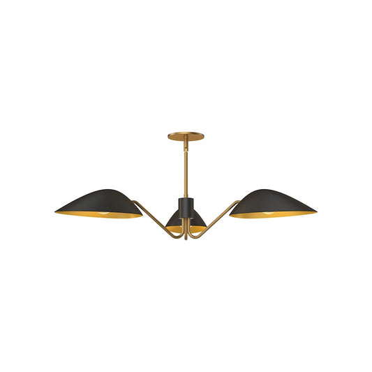 Alora Mood Oscar 3 Light 36" Pendant, Aged Gold/Matte Black - PD550336MBAG