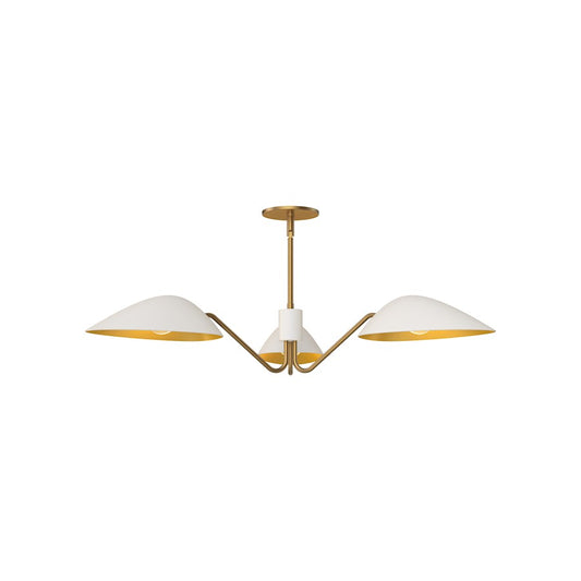 Alora Mood Oscar 3 Light 36" Pendant, Aged Gold/White - PD550336WHAG