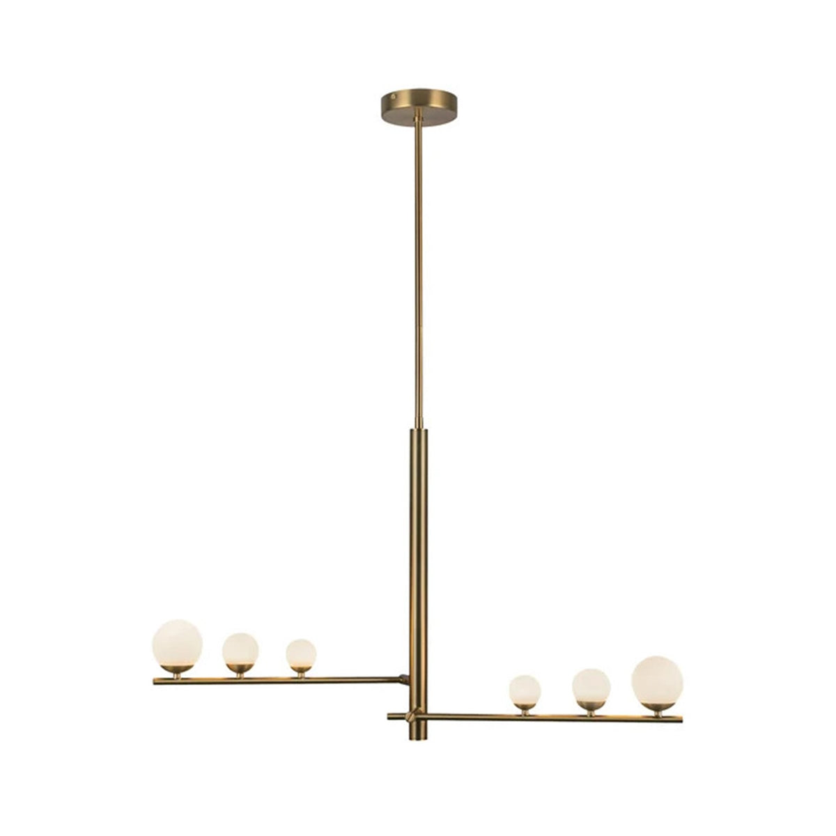 Kuzco Juniper 2-Head LED Pendant | Modern Brushed Gold Steel and Opal Glass | Kitchen Island & Dining Room | Model PD55520-BG-OP