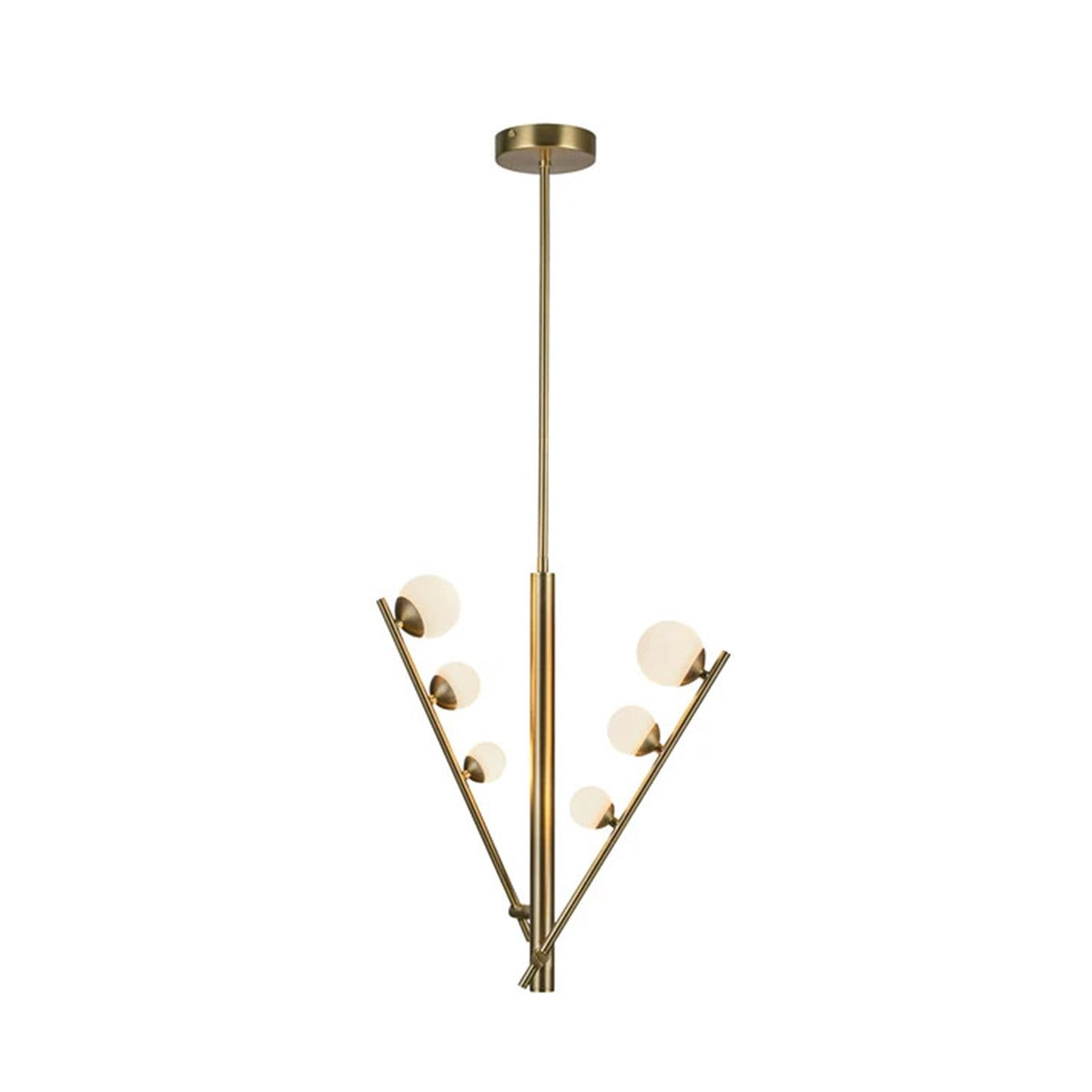 Kuzco Juniper 2-Head LED Pendant | Modern Brushed Gold Steel and Opal Glass | Kitchen Island & Dining Room | Model PD55520-BG-OP