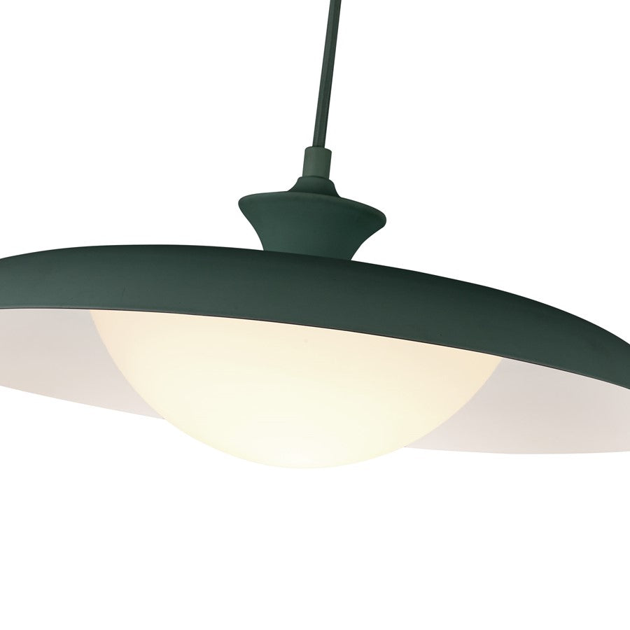 Kuzco Minori 15" Socket Pendant, Pine Green/Steel Shade