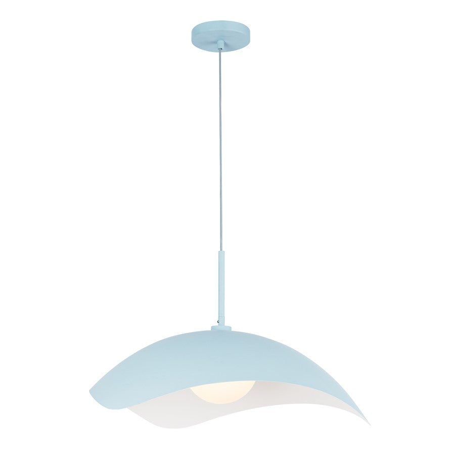 Kuzco Kirby 22" Socket Pendant, Cerulean/Steel Shade - PD55922-CER