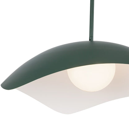 Kuzco Kirby 22" Socket Pendant, Pine Green/Steel Shade